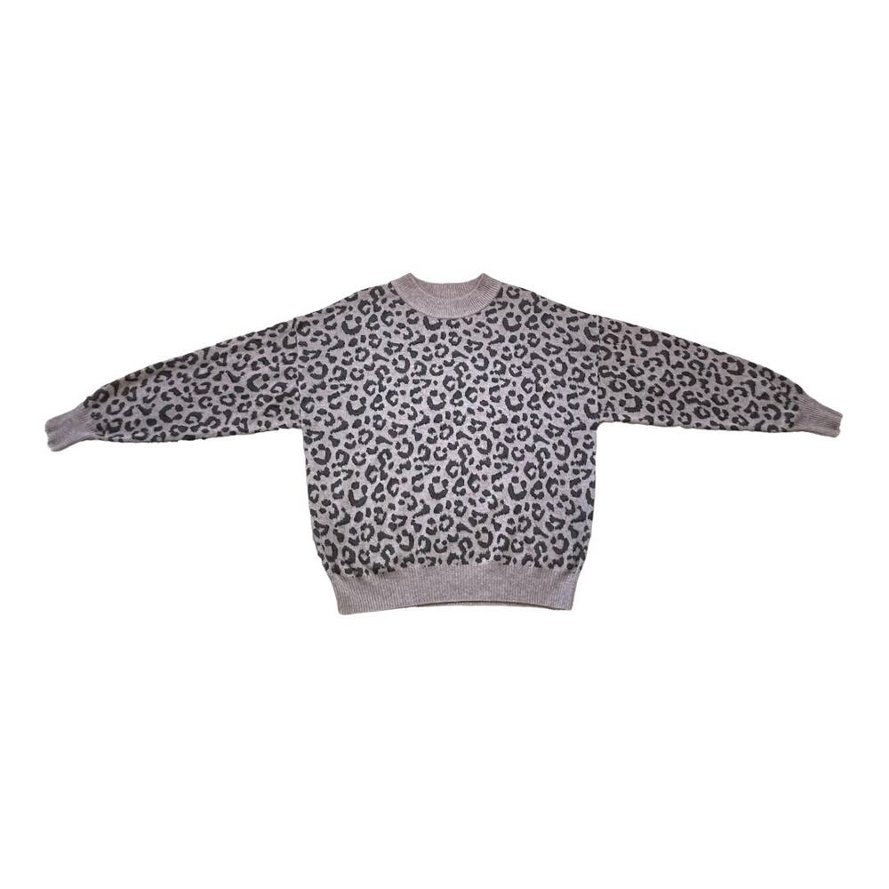 Varley Leopard Print Cozy Soft Gray Sweater S/M